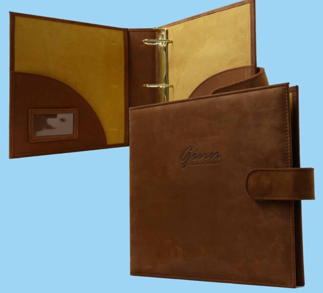 Custom Fine Leather Binders Unified Packaging Genuine With Logo