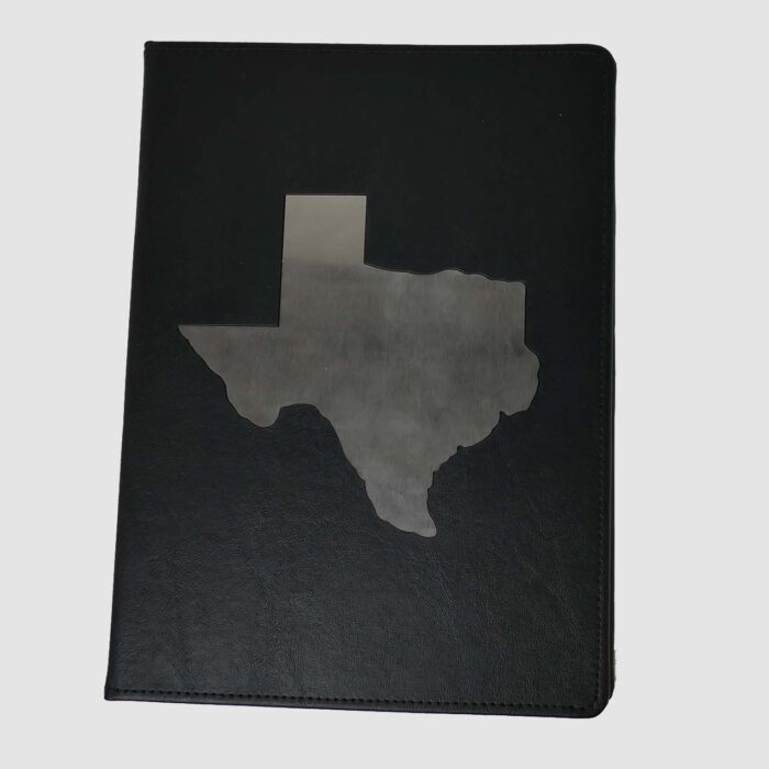 Custom-padfolios-unified-packaging-Texas-Padfolio-Metal-leather